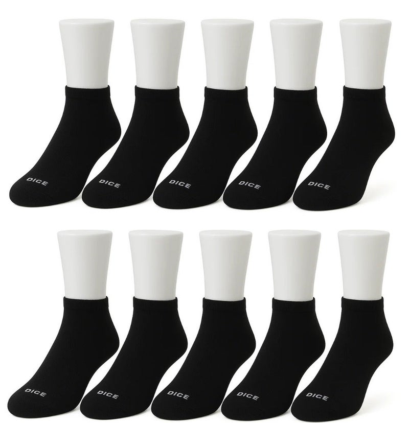 DICE Men Low Cut Ankle Socks Bundle of 10 Black Socks - Image 1